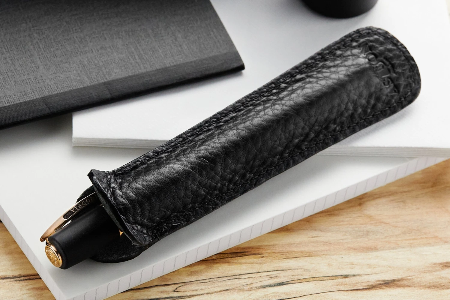 Aston Leather Single Slip Pen Pouch - Black 5 Aston Leather Single Slip Pen Pouch - Black - Image 3