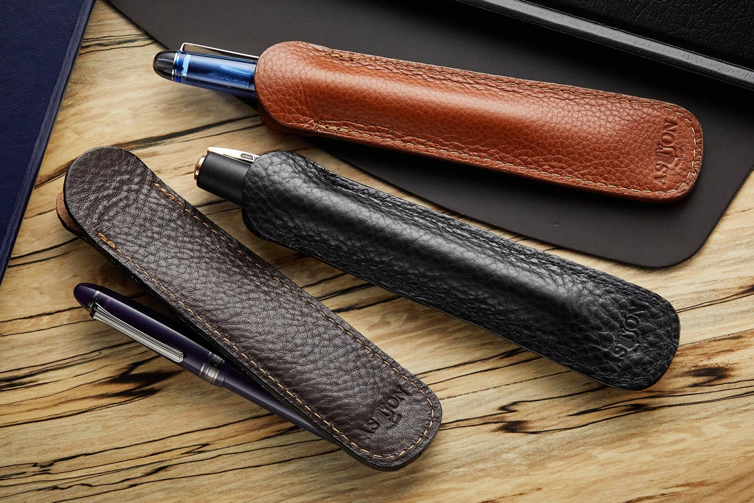 Aston Leather Single Slip Pen Pouch - Dark Brown 6 Aston Leather Single Slip Pen Pouch - Dark Brown - Image 4