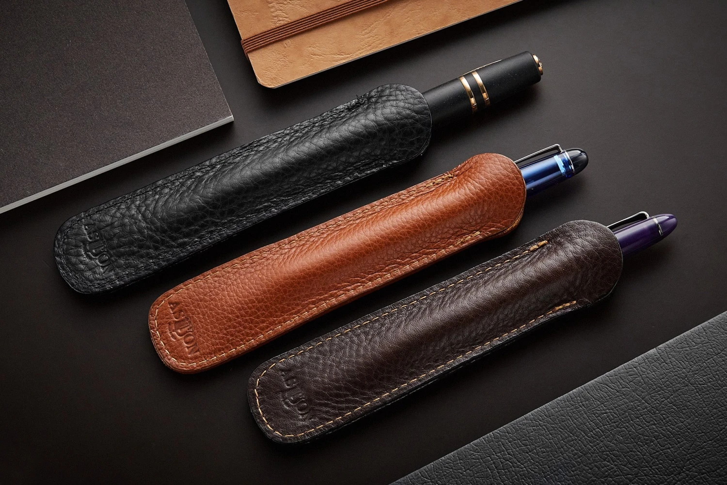 Aston Leather Single Slip Pen Pouch - Black 7 Aston Leather Single Slip Pen Pouch - Black - Image 5