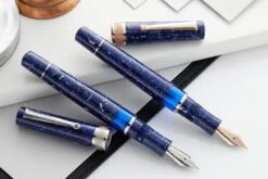Delta Lapis Blue Celluloid Fountain Pen - Palladium (Limited Edition) -Office Supply Series Store Delta Lapis Blue Celluloid Palladium RoseGold group 1
