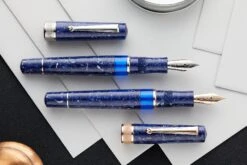 Delta Lapis Blue Celluloid Fountain Pen - Palladium (Limited Edition) -Office Supply Series Store Delta Lapis Blue Celluloid Palladium RoseGold group 2