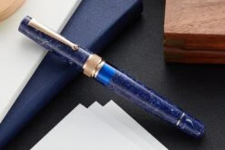 Delta Lapis Blue Celluloid Fountain Pen - Rosegold (Limited Edition) -Office Supply Series Store Delta Lapis Blue Celluloid RoseGold 2