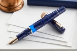 Delta Lapis Blue Celluloid Fountain Pen - Rosegold (Limited Edition) -Office Supply Series Store Delta Lapis Blue Celluloid RoseGold 3