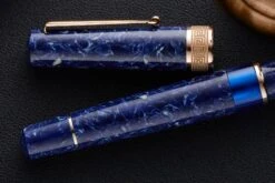 Delta Lapis Blue Celluloid Fountain Pen - Rosegold (Limited Edition) -Office Supply Series Store Delta Lapis Blue Celluloid RoseGold 8