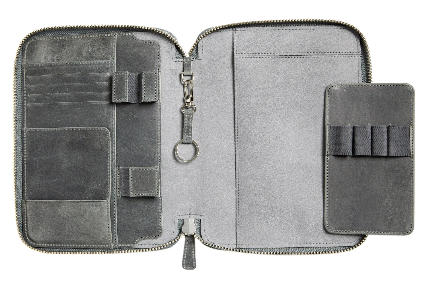 Galen Leather Zippered A5 Notebook Folio - Crazy Horse Smoky 4 Galen Leather Zippered A5 Notebook Folio - Crazy Horse Smoky - Image 2