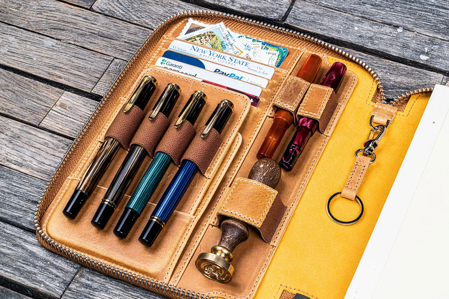 Galen Leather Zippered A5 Notebook Folio - Crazy Horse Honey Ochre 15 Galen Leather Zippered A5 Notebook Folio - Crazy Horse Honey Ochre - Image 13