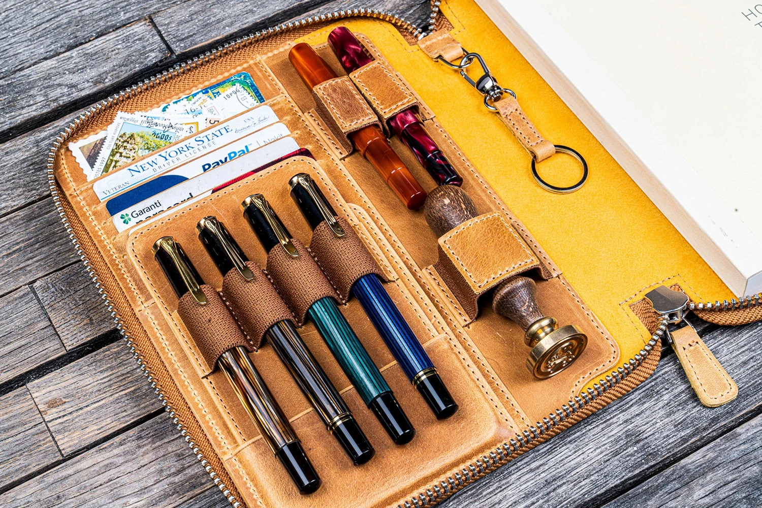 Galen Leather Zippered A5 Notebook Folio - Crazy Horse Honey Ochre 16 Galen Leather Zippered A5 Notebook Folio - Crazy Horse Honey Ochre - Image 14