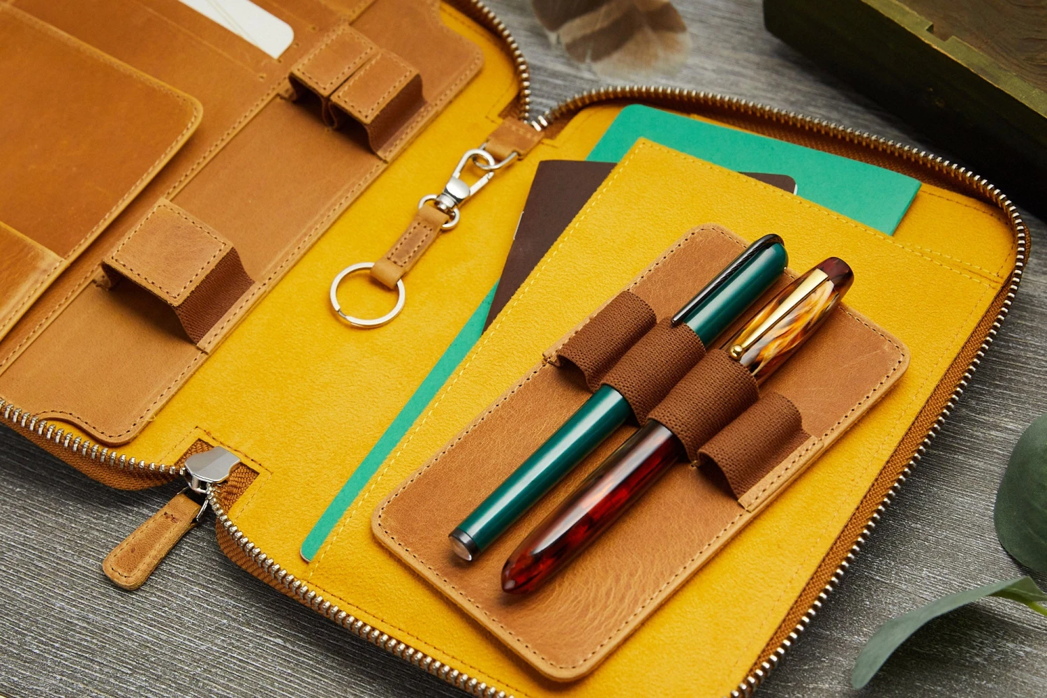 Galen Leather Zippered A5 Notebook Folio - Crazy Horse Honey Ochre 10 Galen Leather Zippered A5 Notebook Folio - Crazy Horse Honey Ochre - Image 8