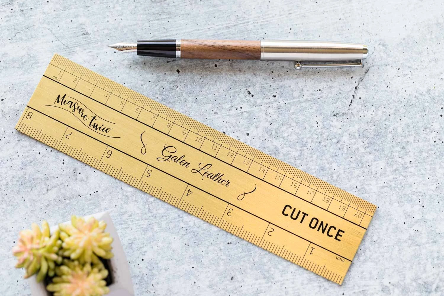 Galen Leather Brass Ruler 5 Galen Leather Brass Ruler - Image 3