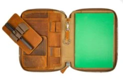 Galen Leather Zippered A5 Notebook Folio - Crazy Horse Brown -Office Supply Series Store GalenLeather NotebookFolio A5 CrazyHorseBrown 13