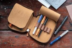 Galen Leather Zippered 10 Slot Pen Case - Crazy Horse Brown -Office Supply Series Store GalenLeather PenCase10 CrazyHorseBrown 5