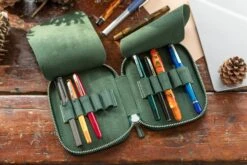 Galen Leather Zippered 10 Slot Pen Case - Crazy Horse Forest Green -Office Supply Series Store GalenLeather PenCase10 CrazyHorseForestGreen 6