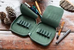 Galen Leather Zippered 10 Slot Pen Case - Crazy Horse Forest Green -Office Supply Series Store GalenLeather PenCase10 CrazyHorseForestGreen 8