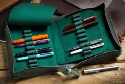 Galen Leather Zippered 40 Slot Pen Case - Crazy Horse Forest Green -Office Supply Series Store GalenLeather Zippered40SlotPenCase CrazyHorse ForestGreen 2