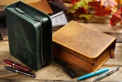 Galen Leather Zippered 40 Slot Pen Case - Crazy Horse Forest Green -Office Supply Series Store GalenLeather Zippered40SlotPenCase CrazyHorse ForestGreen Brown 1 22ece8a6 3029 4fa1 9207 2770421f902d