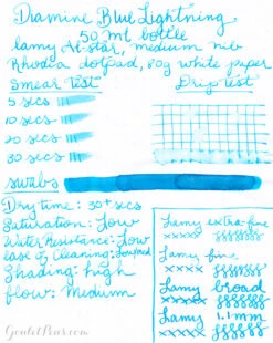 Diamine Blue Lightning - 50ml Bottled Ink 10 Diamine Blue Lightning - 50ml Bottled Ink -Office Supply Series Store InkReview Diamine BlueLightening 3