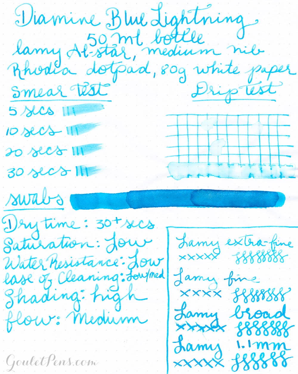 Diamine Blue Lightning - 50ml Bottled Ink 6 Diamine Blue Lightning - 50ml Bottled Ink - Image 4