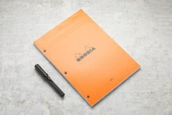 Rhodia No. 18 A4 Notepad - Orange, Lined With 3-Hole Punch -Office Supply Series Store Rhodia ClassicNotepad TopBound A4 No18 Stapled Lined 3HolePunch Orange 1