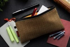 Rickshaw Bagworks Plush Pen/Gadget Pouch - Stout Brown/Mandarin -Office Supply Series Store Rickshaw Pen Gadget Pouch Tweed 2