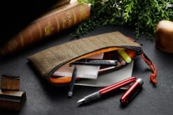 Rickshaw Bagworks Plush Pen/Gadget Pouch - Stout Brown/Mandarin -Office Supply Series Store Rickshaw Pen Gadget Pouch Tweed 3