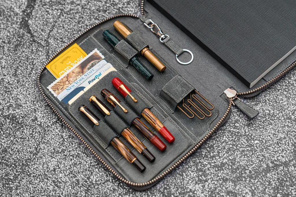 Galen Leather Zippered A5 Notebook Folio - Crazy Horse Smoky 14 Galen Leather Zippered A5 Notebook Folio - Crazy Horse Smoky - Image 12